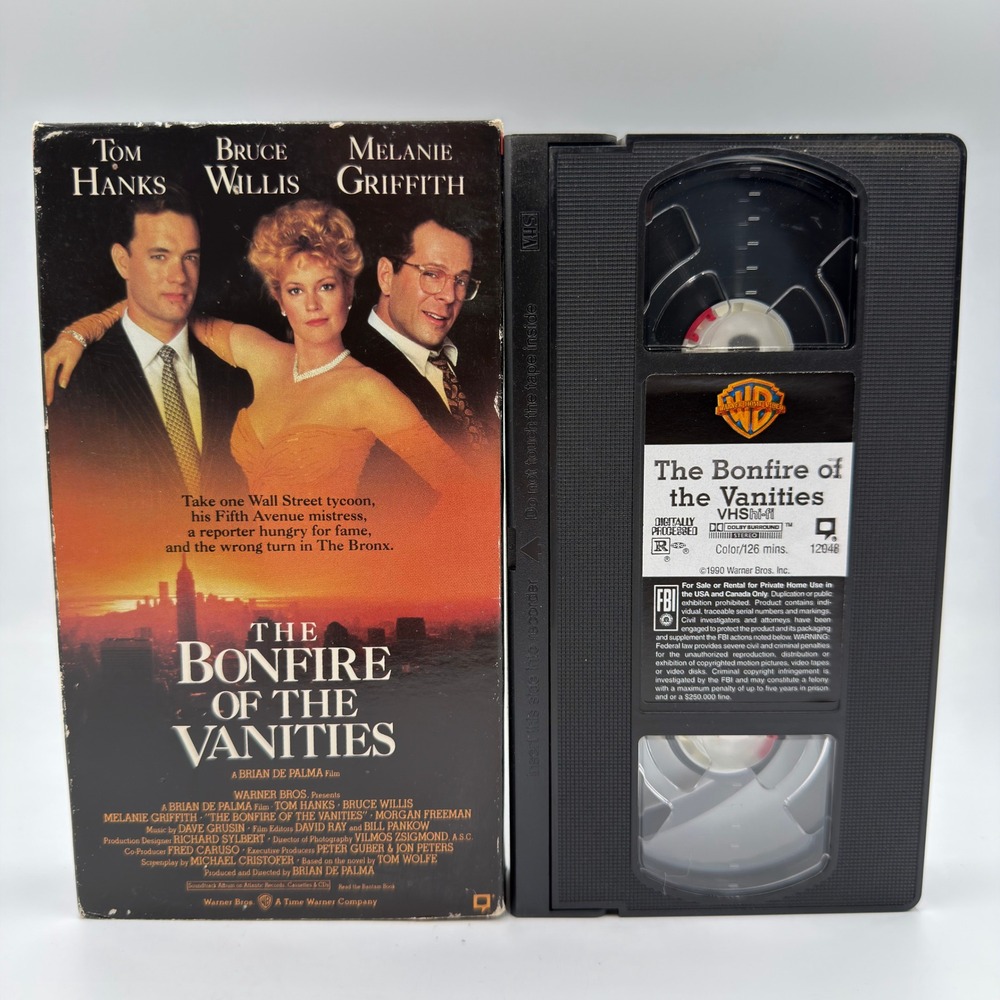 The Bonfire of the Vanities VHS 1991 Tom Hanks Bruce Willis Warner Home Video